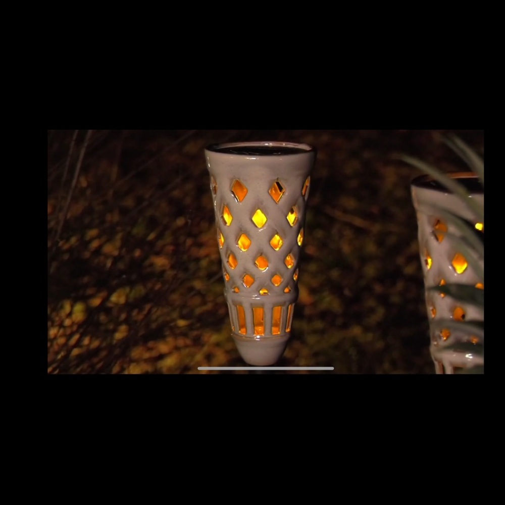 2Pack Energizer LED Ceramic Solar Tiki Torch Light